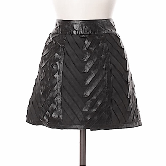 Milly Fit Flare Leather Skirt - Picture 6 of 6